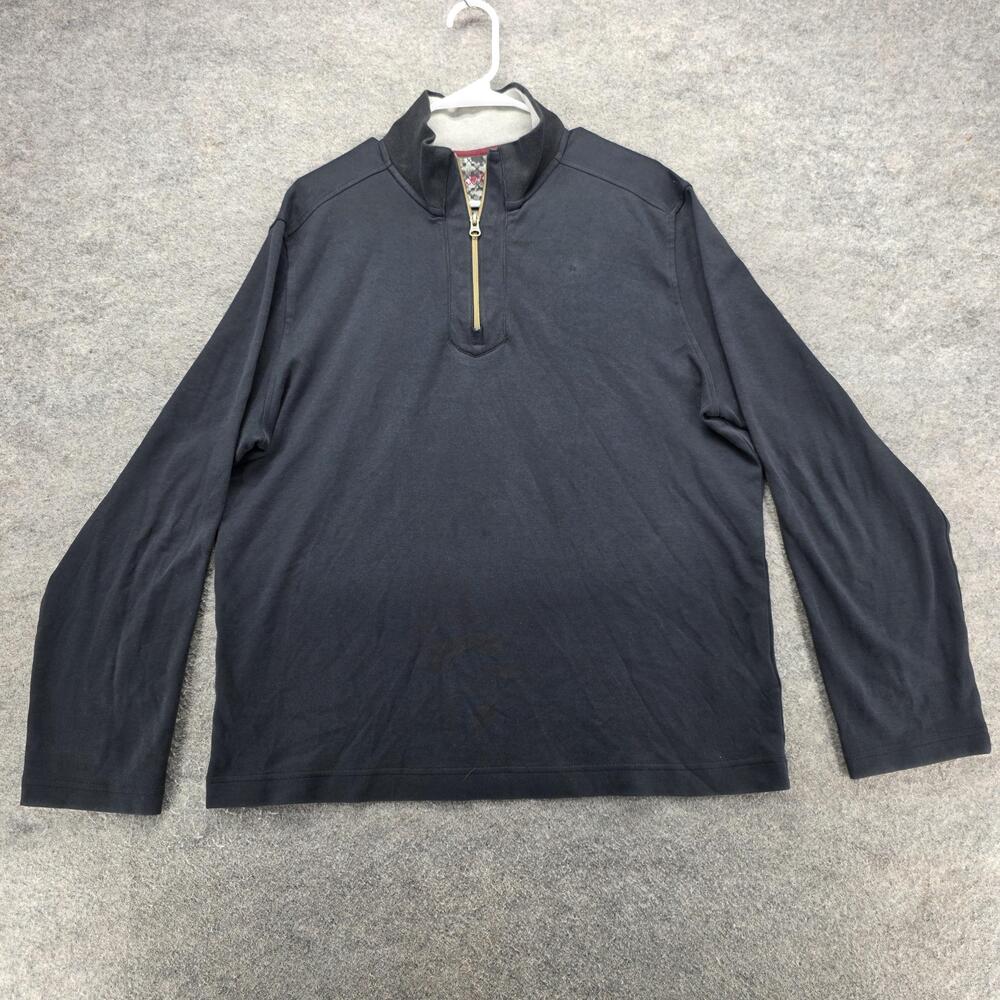 Robert Graham Pullover Mens Large Black Quarter Zip Classic Fit Cotton Sweater